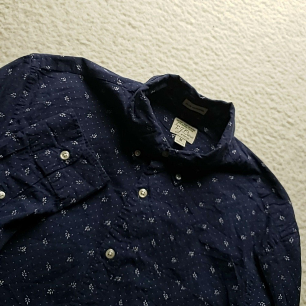 J.Crew Secret Wash Shirt Mens Medium Blue Floral Long Sleeve Button-Up